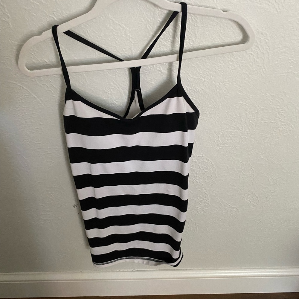 Lululemon black and white striped tank